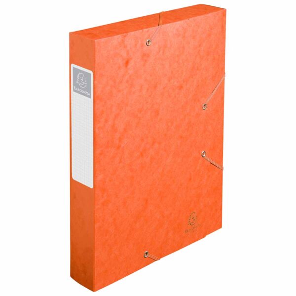 Exacompta Elasticated Box File Pressboard A4 60mm Pack of 10, Orange