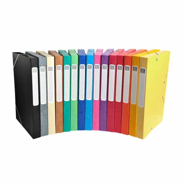 Exacompta Elasticated Box File Pressboard A4 25mm Pack of 25, Assorted