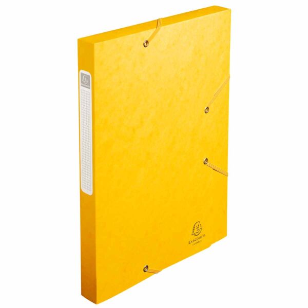 Exacompta Elasticated Box File Pressboard A4 25mm Pack of 25, Yellow