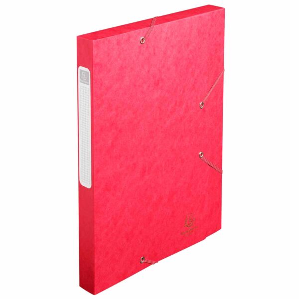 Exacompta Elasticated Box File Pressboard A4 25mm Pack of 25, Red