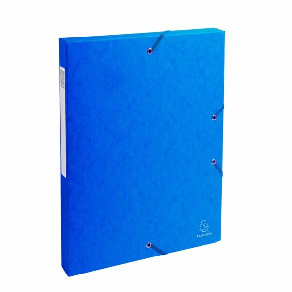 Exacompta Elasticated Box File Pressboard A4 25mm Pack of 8, Blue