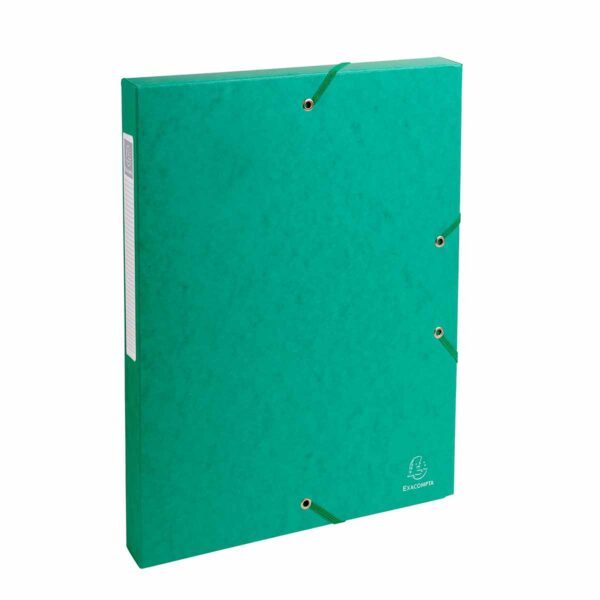 Exacompta Elasticated Box File Pressboard A4 25mm Pack of 8, Green