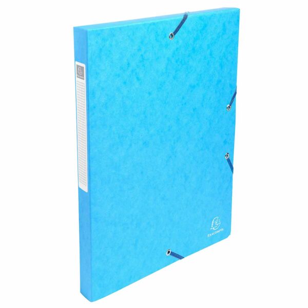 Exacompta Elasticated Box File Pressboard A4 25mm Pack of 8, Turquoise