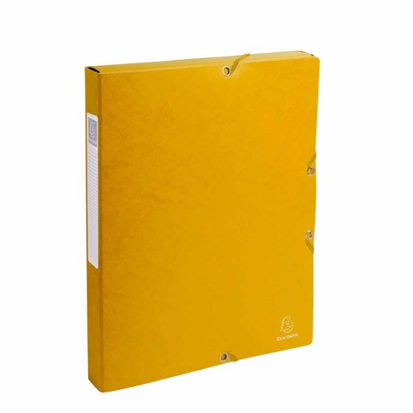 Exacompta Elasticated Box File Pressboard A4 25mm Pack of 8, Yellow