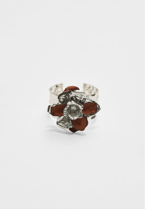 Stradivarius Maxi arm cuff with contrast flower  Grey OS