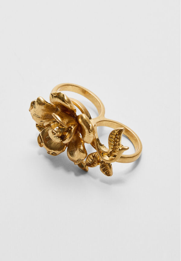 Stradivarius Double flower maxi ring  Gold OS