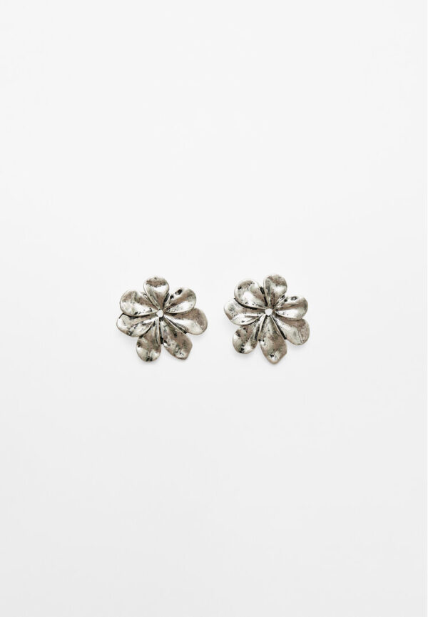 Stradivarius Textured flower earrings  Grey OS