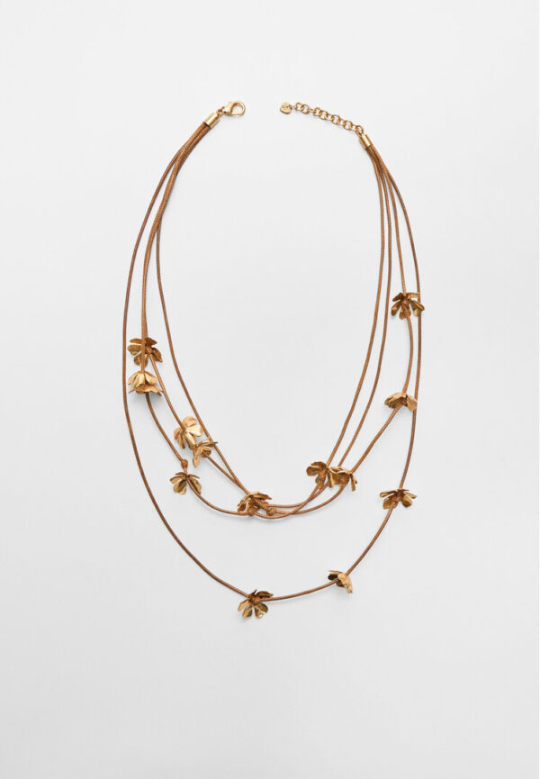 Stradivarius Mini multi-flower cord necklace  Gold OS