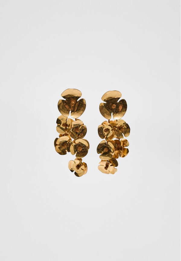 Stradivarius Floral cascade earrings  Gold OS