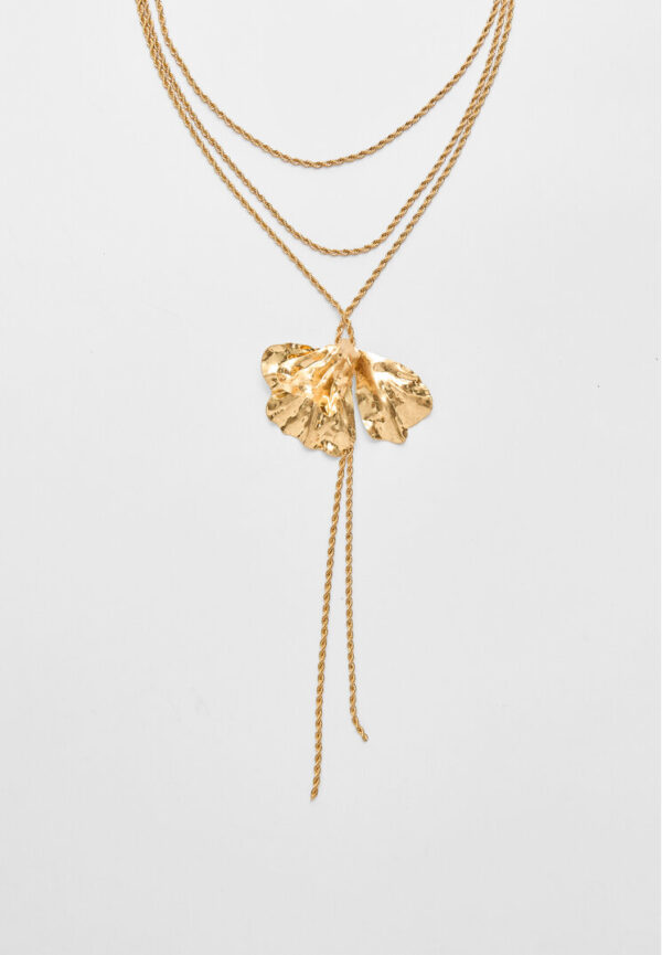 Stradivarius Lariat flower necklace  Gold OS