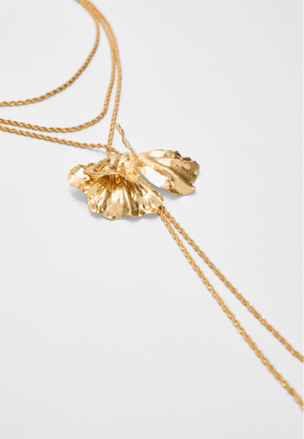 Stradivarius Lariat flower necklace  Gold OS - Image 2