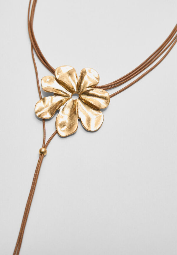 Stradivarius Floral cord necklace  Gold OS - Image 2