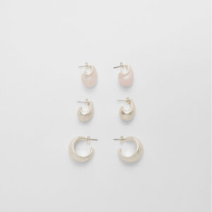 Stradivarius Set of 3 pairs of voluminous mini earrings  Pink OS