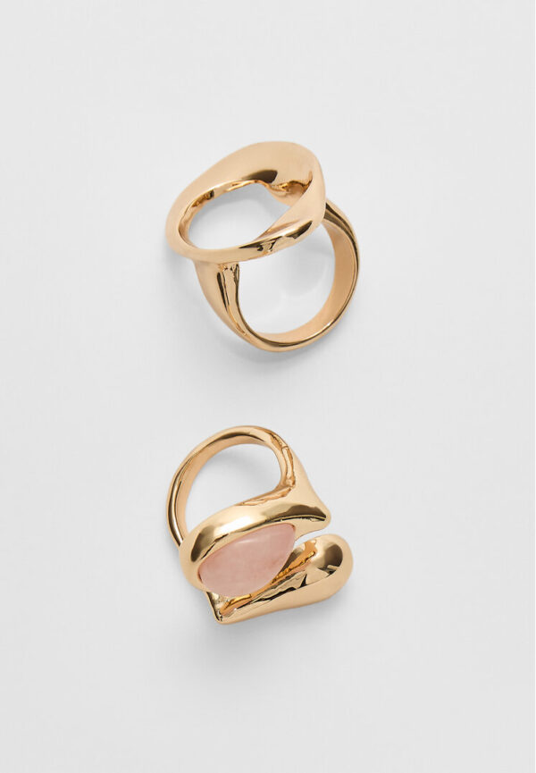 Stradivarius Set of 2 irregular rings  Pink OS - Image 2