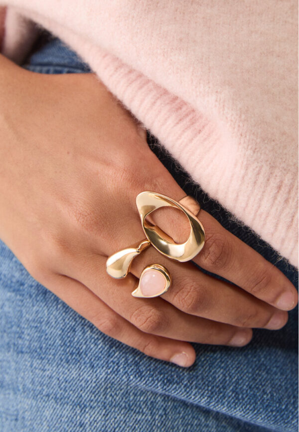 Stradivarius Set of 2 irregular rings  Pink OS - Image 3
