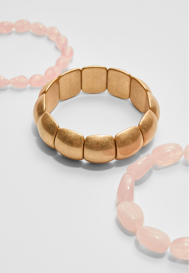 Stradivarius Set of 3 stretch bracelets Pink OS - Image 2