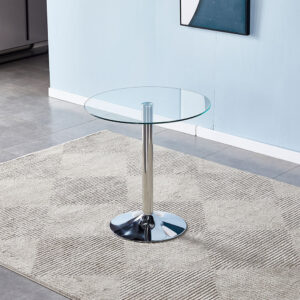 Silver Round Clear Glass Dining Table