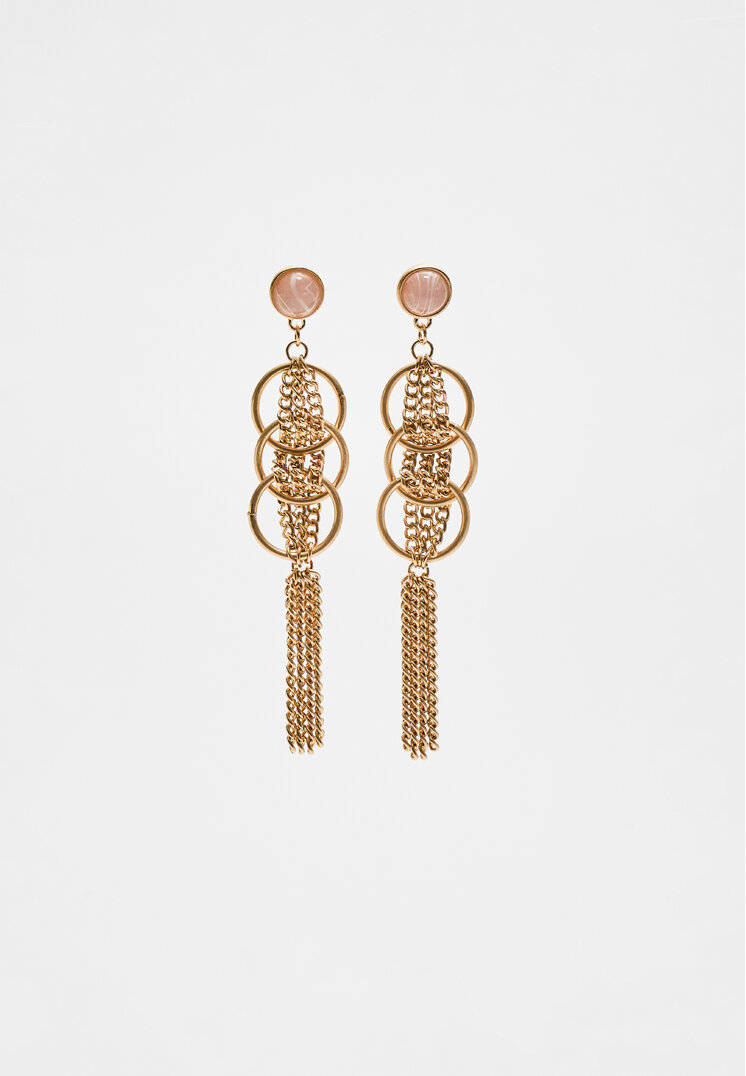 Stradivarius Cascading chain earrings  Pink OS