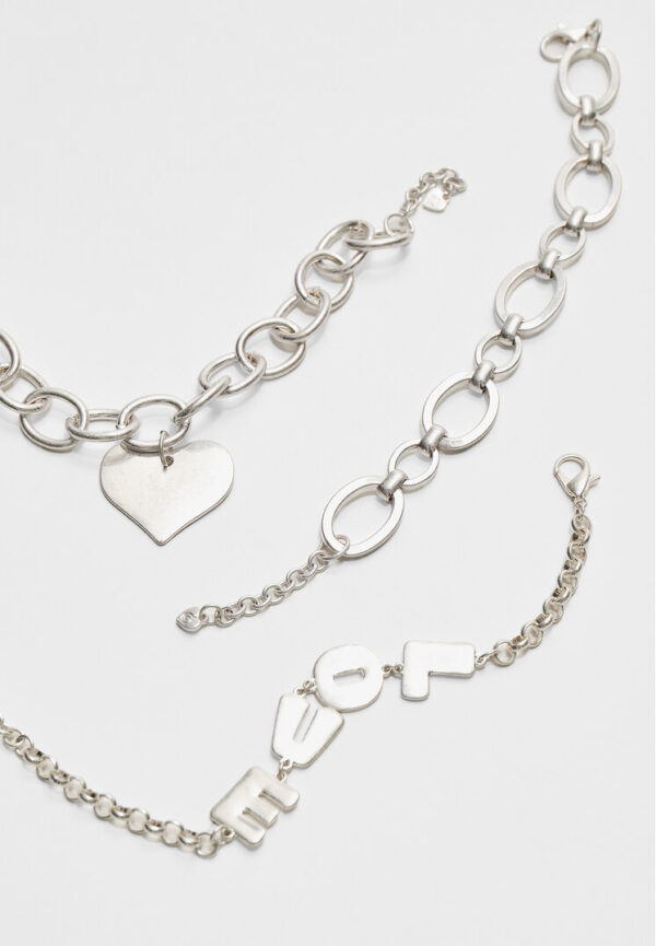 Stradivarius Set of 3 love bracelets  Grey OS - Image 2