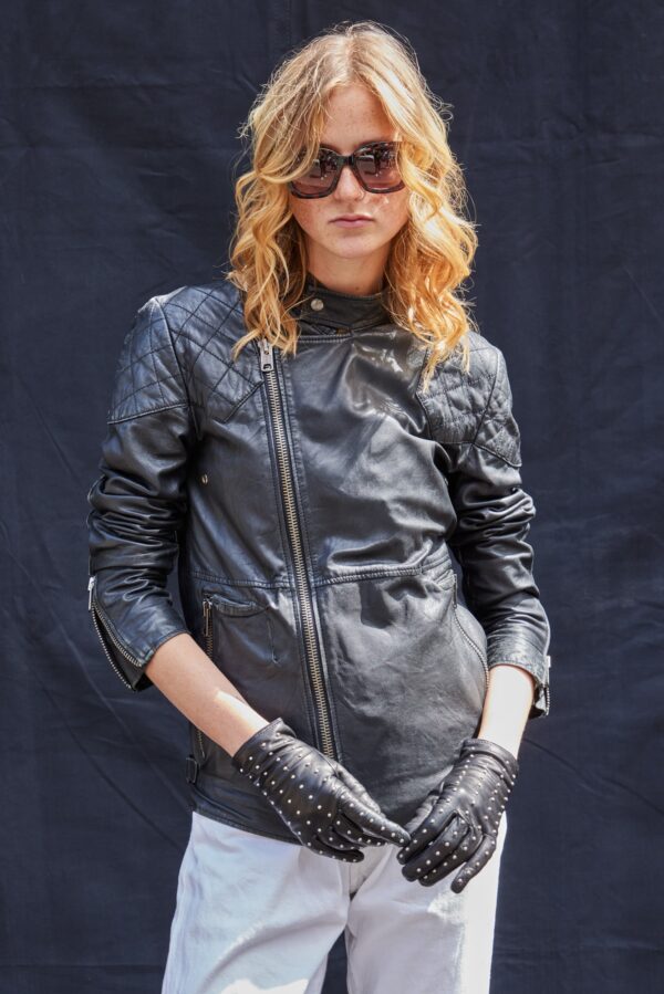 Vintage Lambs Leather Biker Jacket in Black | Size: M