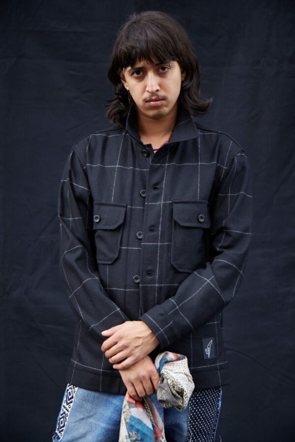 Wool Workshirt in Black Window Pane | Size: M