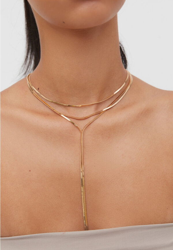 Stradivarius Long multi-chain necklace  Gold OS - Image 3