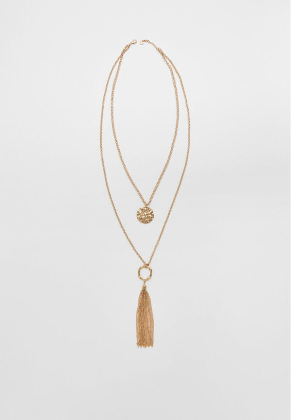 Stradivarius Double-chain medallion necklace  Gold OS