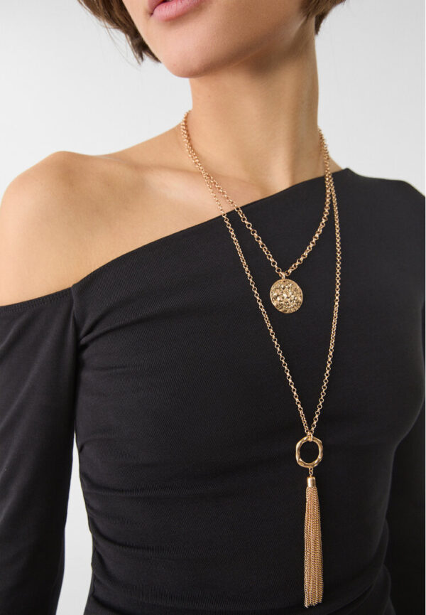 Stradivarius Double-chain medallion necklace  Gold OS - Image 3