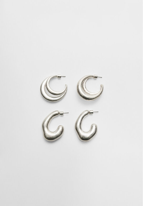 Stradivarius Set of 2 voluminous hoop earrings  Grey OS