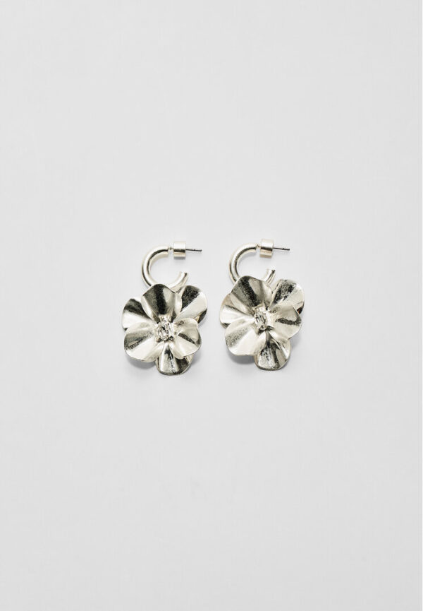 Stradivarius Flower earrings  Grey OS