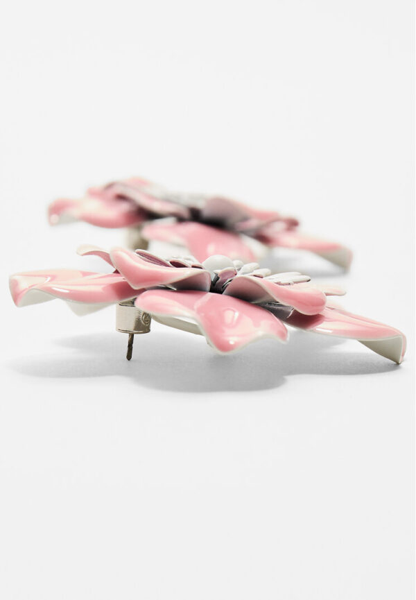 Stradivarius Enamelled flower earrings  Pink OS - Image 2