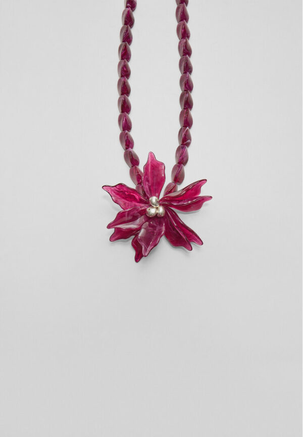 Stradivarius Maxi flower necklace  Fuchsia OS