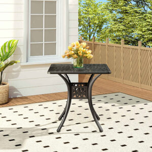 Black Cast Aluminum Square Outdoor Dining Table
