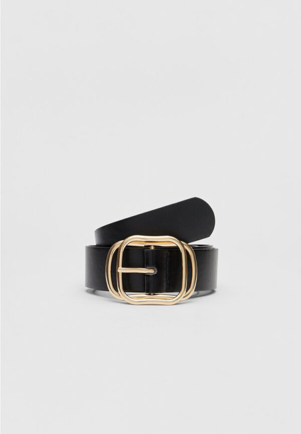 Stradivarius Belt with superimposed buckle  Black 30