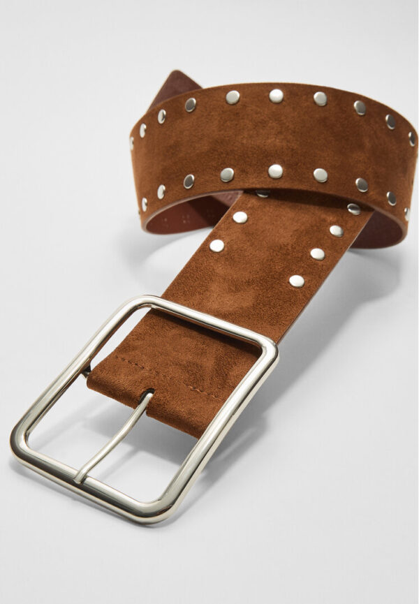 Stradivarius Wide studded belt  Pale camel 34 - Image 2