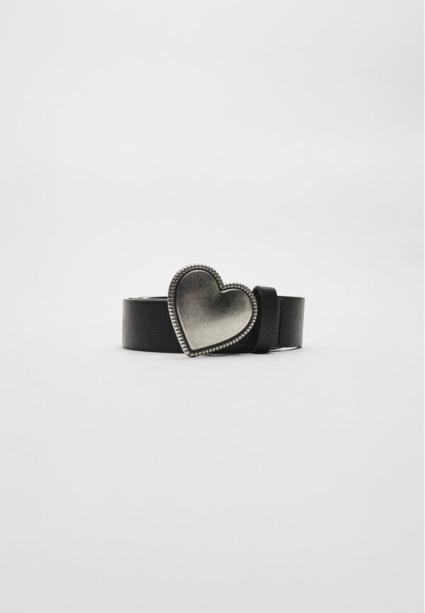 Stradivarius Heart buckle belt  Black 30