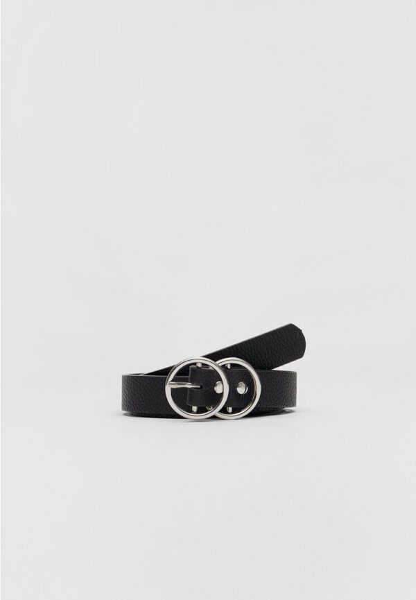 Stradivarius Thin double buckle belt  Black 34