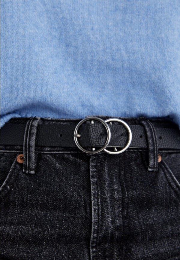 Stradivarius Thin double buckle belt  Black 34 - Image 3