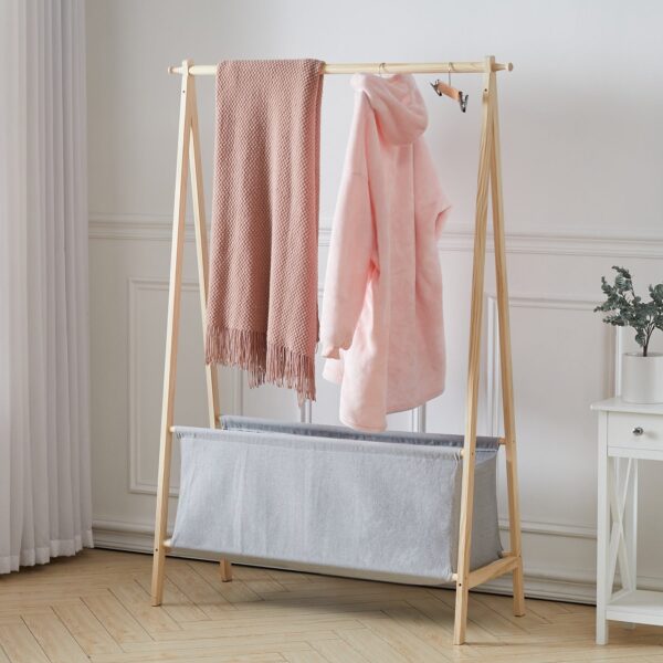 100cm W Floor Coat Rack Hanger with Storage Basket