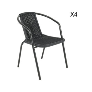 Garden Dining Set with Round Table and Rattan Chairs