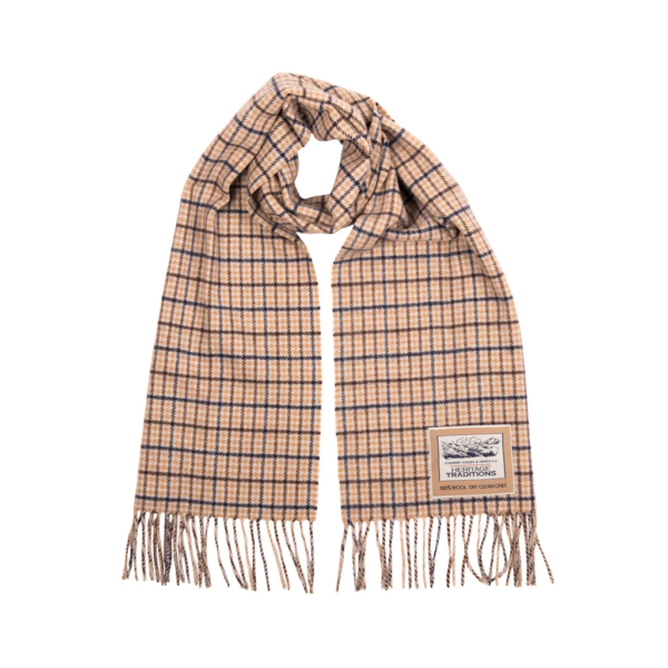 Heritage Traditions - Wool Houndstooth Scarf - Camel Navy