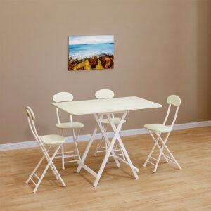 White 100x60cm Folding Wooden Dining Table