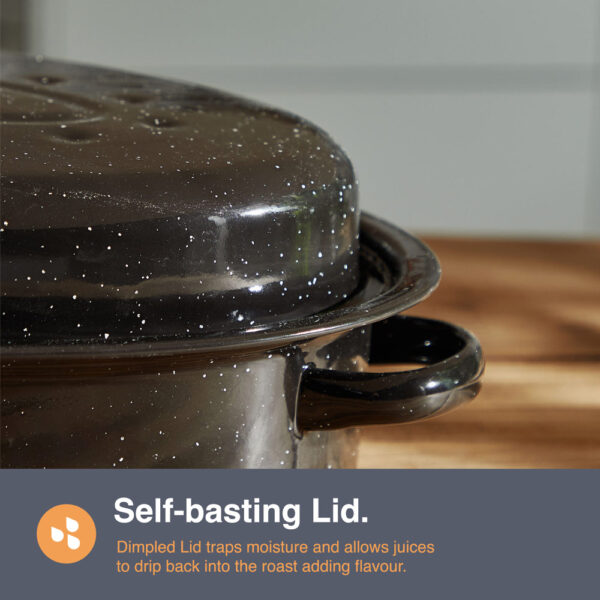 Enamel Self-Basting Roasting Tin With Lid - Image 4