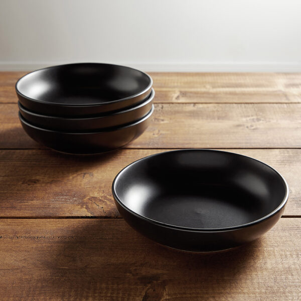 4pc Matte Black Pasta Bowl Set - Image 3