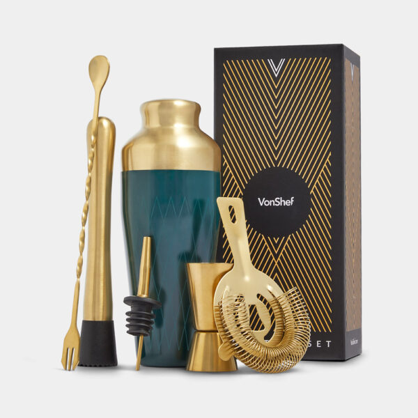 Parisian Green & Gold Cocktail Shaker Set 6pc