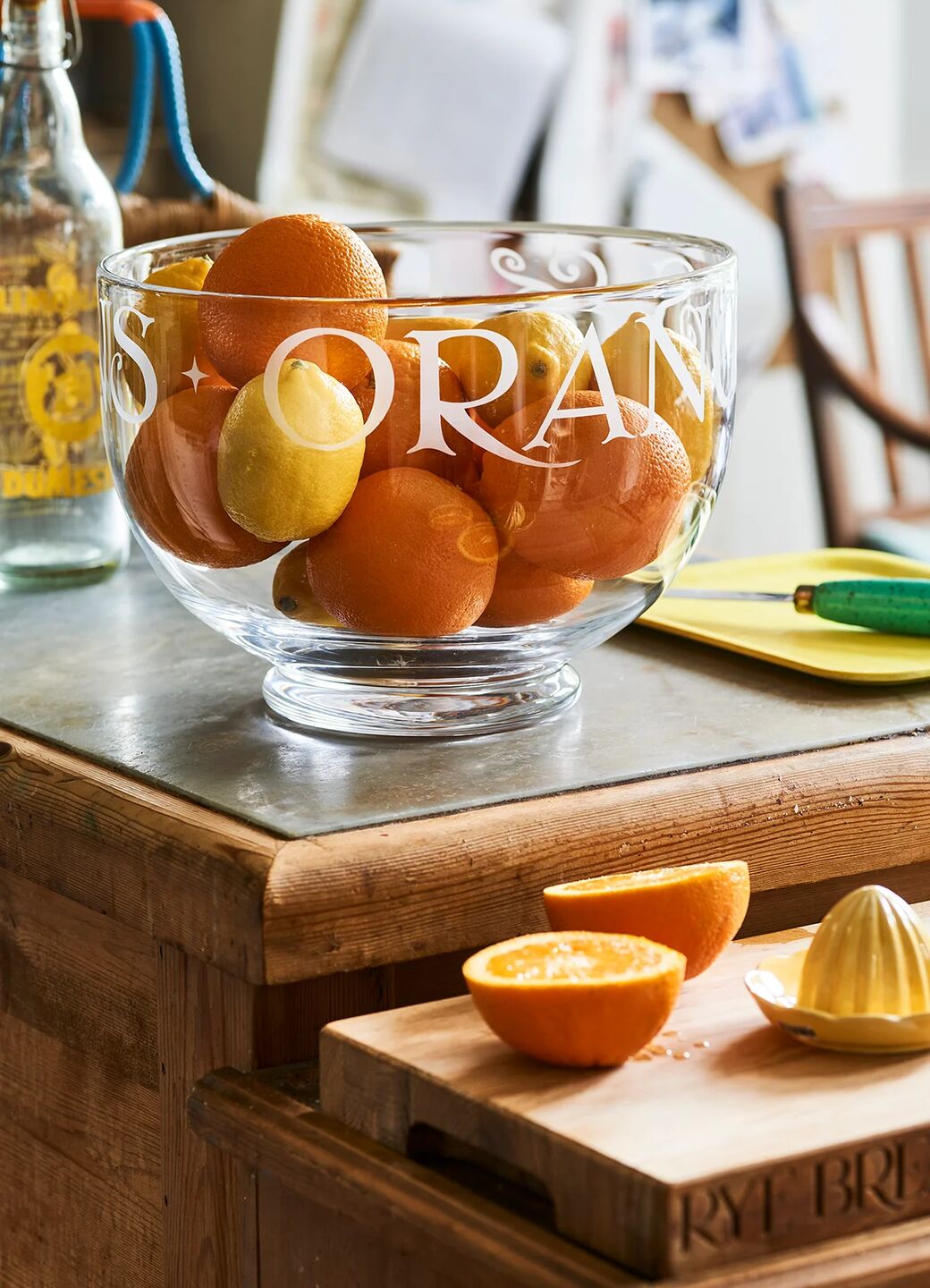 Emma Bridgewater | Black Toast Large Glass Bowl - Unique Hand-Etched Piece