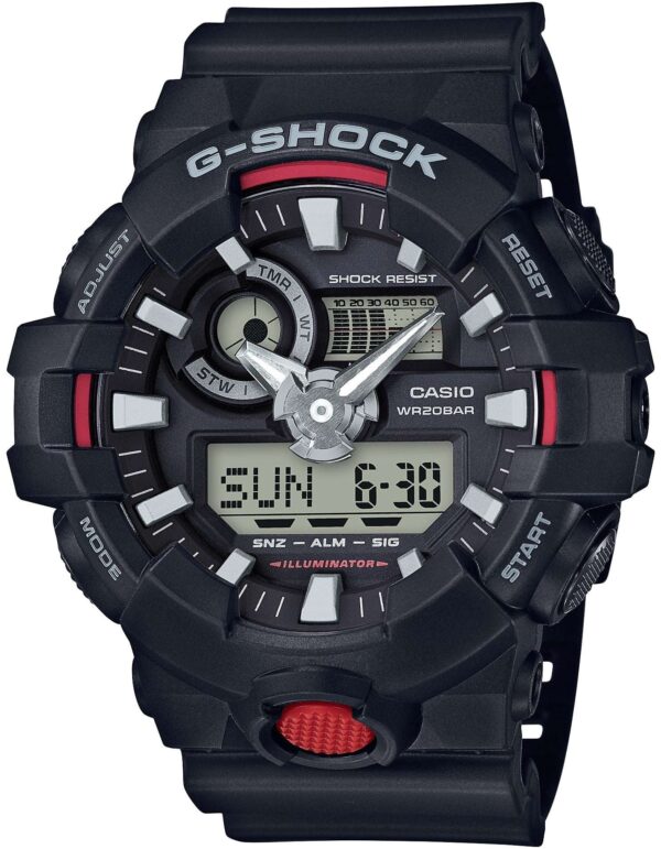 Casio G-Shock Black Red Men's Alarm Chronograph Watch GA-700-1AER