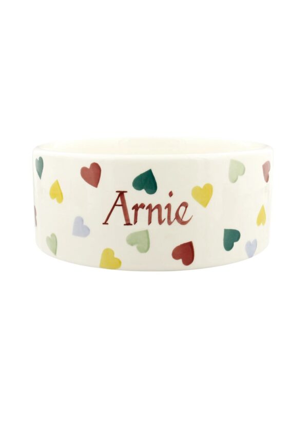 Personalised Polka Hearts Large Pet Bowl  - Customise Your Own Pottery  | Emma Bridgewater