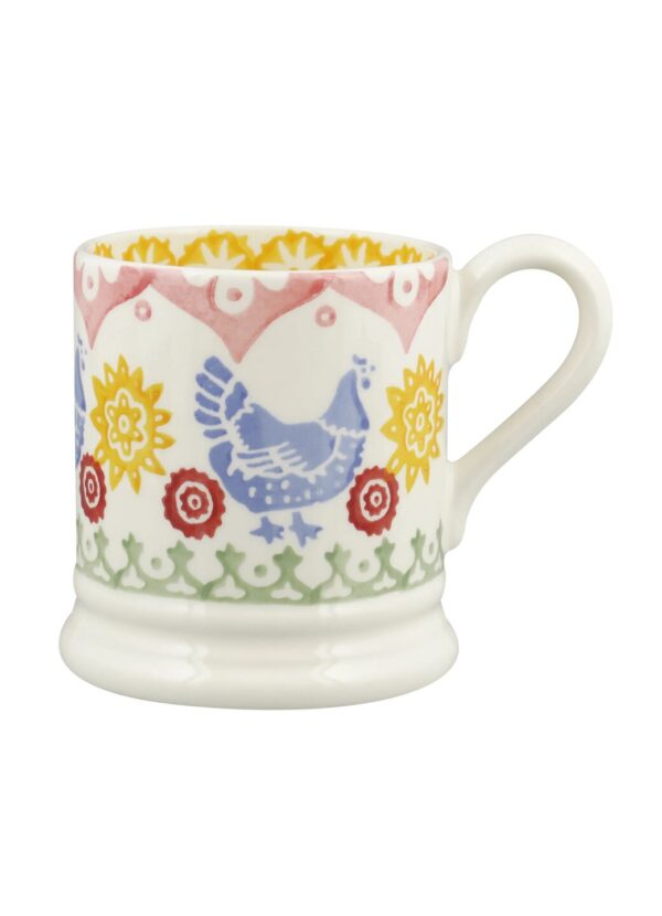 Hen & Border 1/2 Pint Mug - Unique Handmade & Handpainted English Earthenware Tea/Coffee Mug  | Emma Bridgewater - Image 2