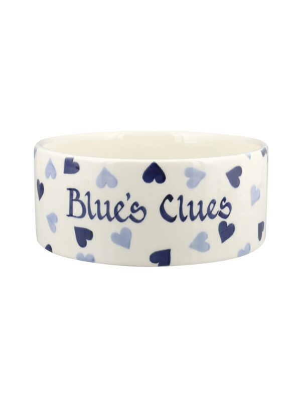 Personalised Blue Hearts Large Pet Bowl  - Customise Your Own Pottery  | Emma Bridgewater